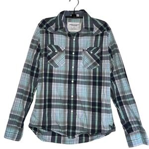 American Eagle Outfitters Mens Plaid Shirt Small Vintage‎ Fit Long Sleeve